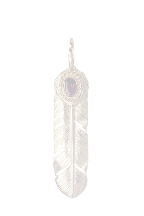 画像1:  {SOLD} Taro Washimi タロウ ワシミ 鷲見太郎 M K18 feather／CUT GARNET／K18 heart feather {-BCA}  :WT-202308-04-F  (1)