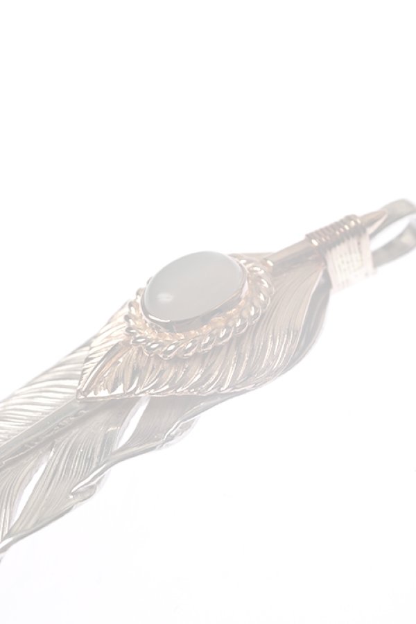 画像2:  {SOLD} Taro Washimi タロウ ワシミ 鷲見太郎 L flight feather／MOON STONE／PG flight heart feather {-BCA}  :WT-202308-05-F  (2)