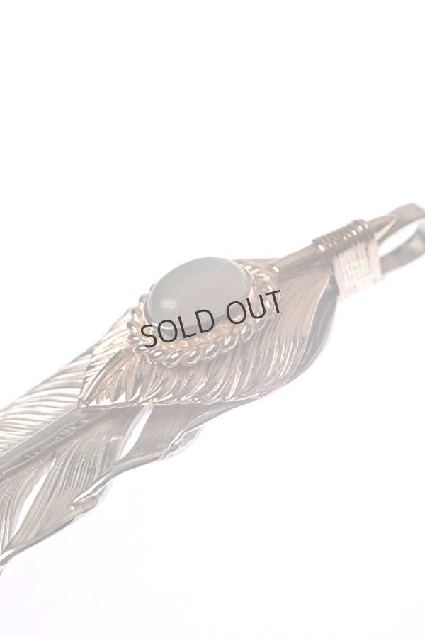 画像2: {SOLD}Taro Washimi タロウ ワシミ 鷲見太郎 L flight feather/MOON STONE/PG flight heart feather{-BCA} (2)
