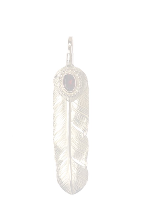 画像1:  {SOLD} Taro Washimi タロウ ワシミ 鷲見太郎 M K18 feather／CUT GARNET／K18 heart feather {-BCA}  :WT-202308-11-F  (1)
