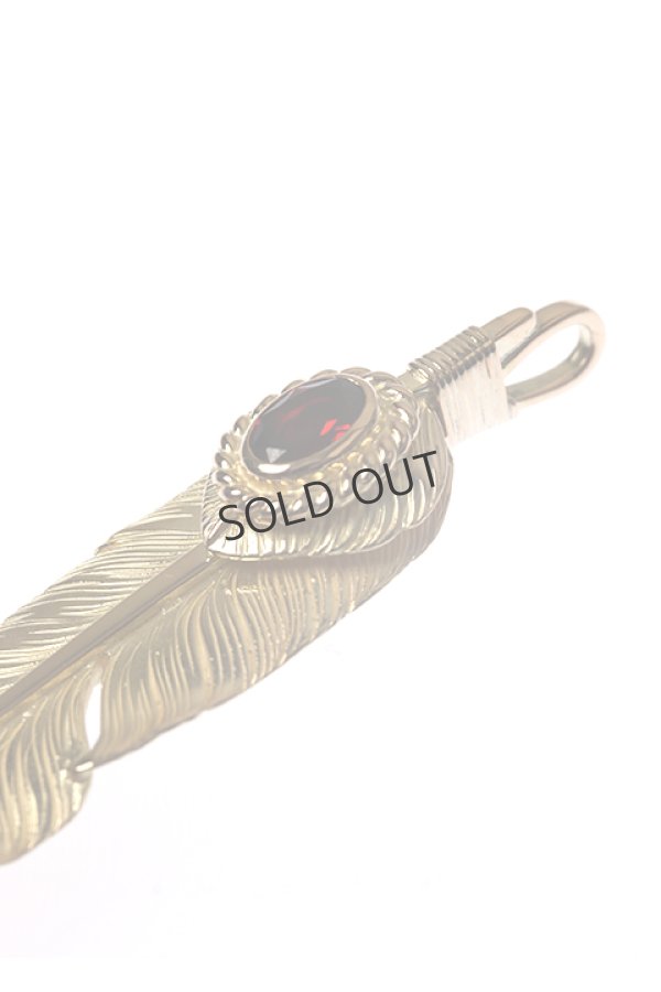 画像2: {SOLD}Taro Washimi タロウ ワシミ 鷲見太郎 M K18 feather/CUT GARNET/K18 heart feather{-BCA} (2)