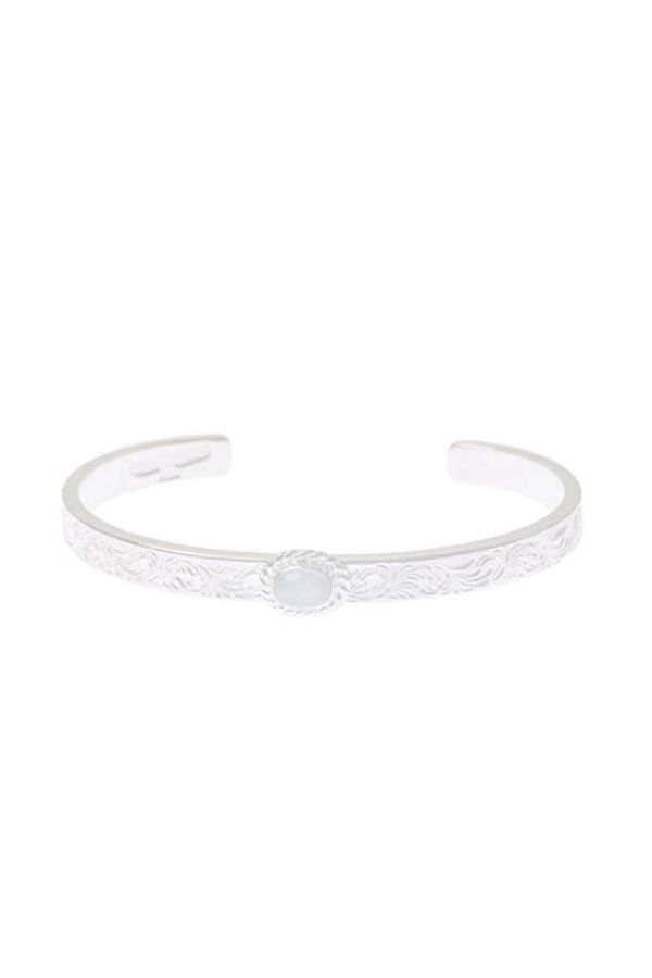 画像1:  {SOLD} Taro Washimi タロウ ワシミ 鷲見太郎 《under bar限定ムーンストーン仕様》M arabesque design 5mm bangle/MOON STONE {-BCA}  :WT-202310-22-F  (1)