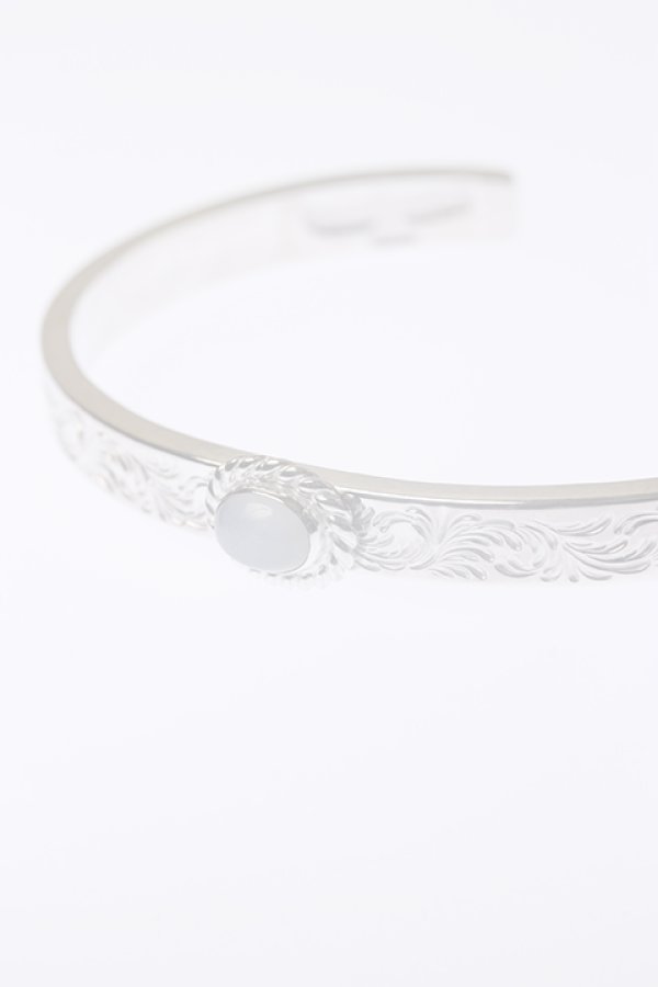 画像3:  {SOLD} Taro Washimi タロウ ワシミ 鷲見太郎 《under bar限定ムーンストーン仕様》M arabesque design 5mm bangle/MOON STONE {-BCA}  :WT-202310-22-F  (3)