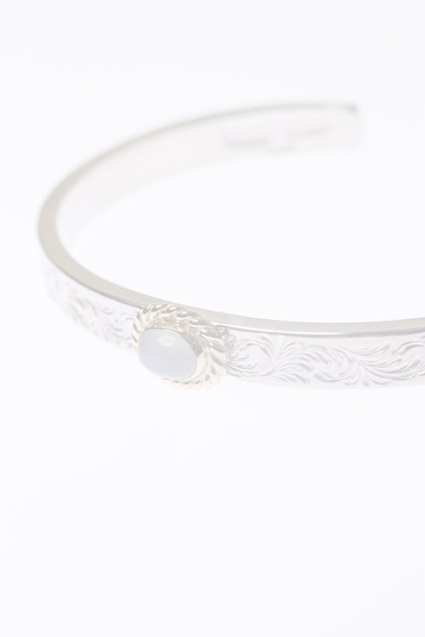 画像3:  {SOLD} Taro Washimi タロウ ワシミ 鷲見太郎 《under bar限定ムーンストーン仕様》M arabesque design 5mm bangle/MOON STONE/K18 cup {-BCA}  :WT-202310-23-F  (3)