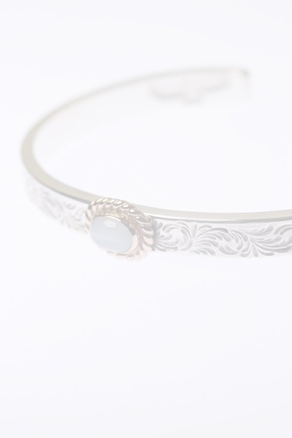 画像3:  {SOLD} Taro Washimi タロウ ワシミ 鷲見太郎 《under bar限定ムーンストーン仕様》M arabesque design 5mm bangle/MOON STONE/K18PG cup {-BCA}  :WT-202310-24-F  (3)