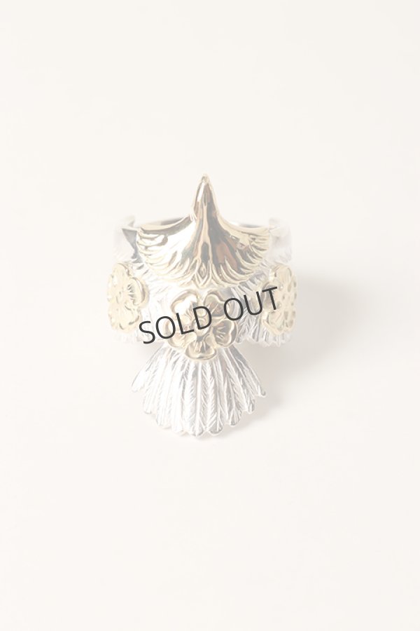 画像2: {SOLD}Taro Washimi タロウ ワシミ 鷲見太郎 eagle eg K18・925 ring/M K18 flower metal×3{-BCA} (2)