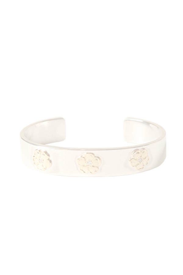 画像1:  {SOLD} Taro Washimi タロウ ワシミ 鷲見太郎 M plain bangle 12mm/M K18 flower metal×3/diamond×3 {-BCA}  :WT-202310-29-F  (1)