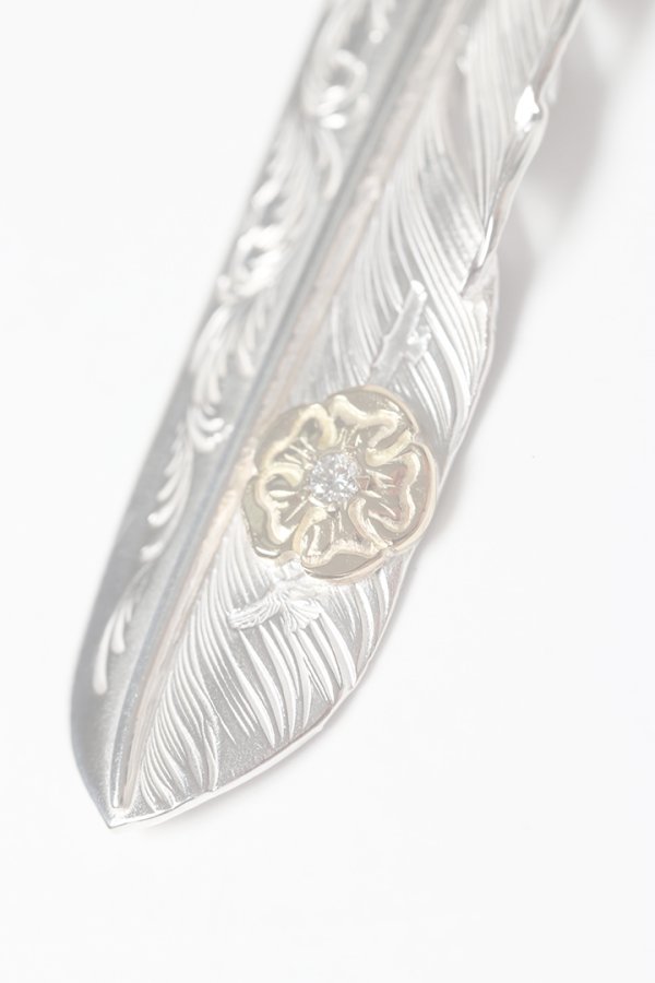 画像3:   Taro Washimi タロウ ワシミ 鷲見太郎 L arabesque flight feather 01/S K18 flower metal/diamond 2mm{-BES}{E-19} (3)