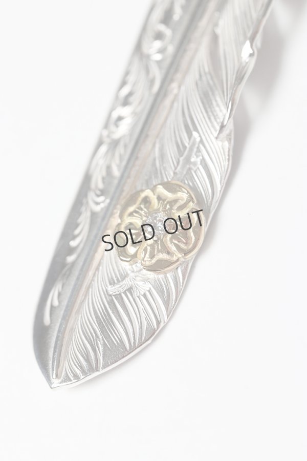 画像3: Taro Washimi タロウ ワシミ 鷲見太郎 L arabesque flight feather 01/S K18 flower metal/diamond 2mm{-BES} (3)