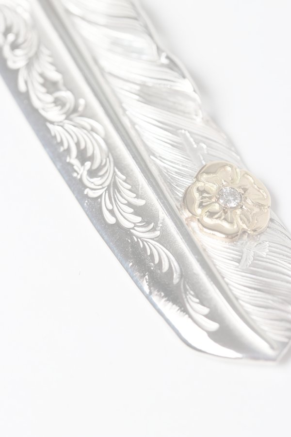 画像4:   Taro Washimi タロウ ワシミ 鷲見太郎 L arabesque flight feather 01/S K18 flower metal/diamond 2mm{-BES}{E-19} (4)