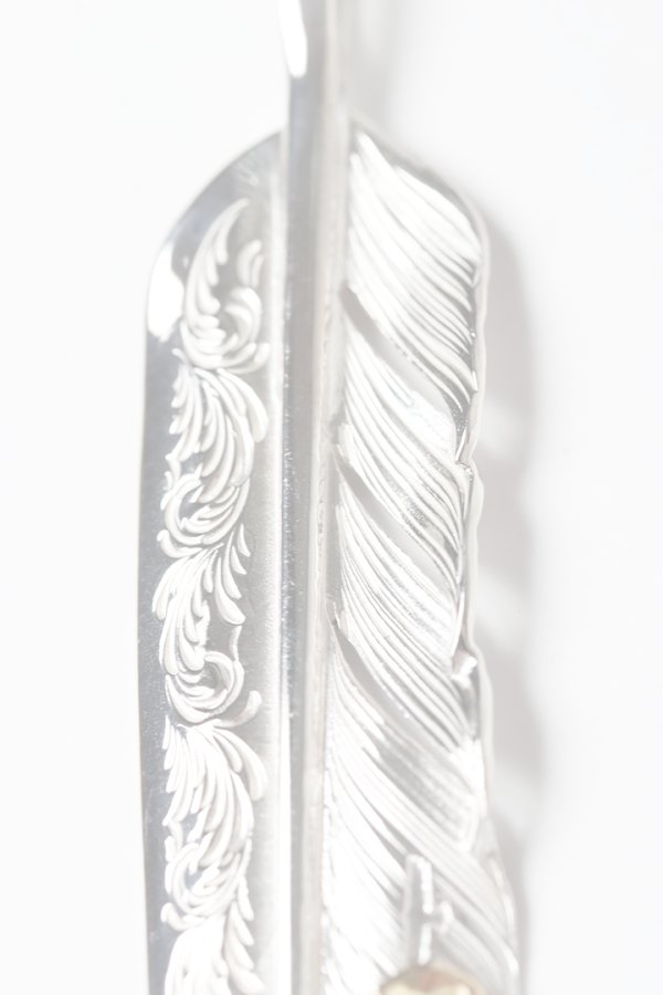 画像5:   Taro Washimi タロウ ワシミ 鷲見太郎 L arabesque flight feather 01/S K18 flower metal/diamond 2mm{-BES}{E-19} (5)