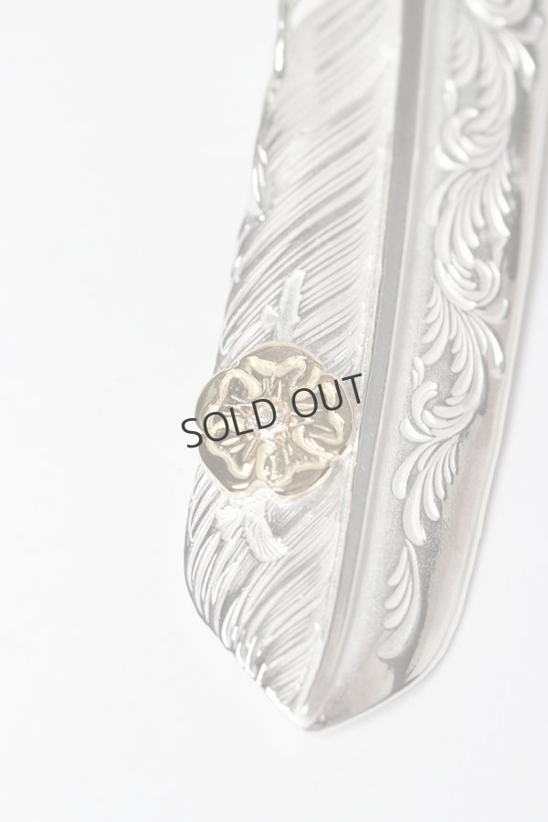 画像3: Taro Washimi タロウ ワシミ 鷲見太郎 L arabesque flight feather 02/S K18 flower metal/diamond 2mm{-BES} (3)