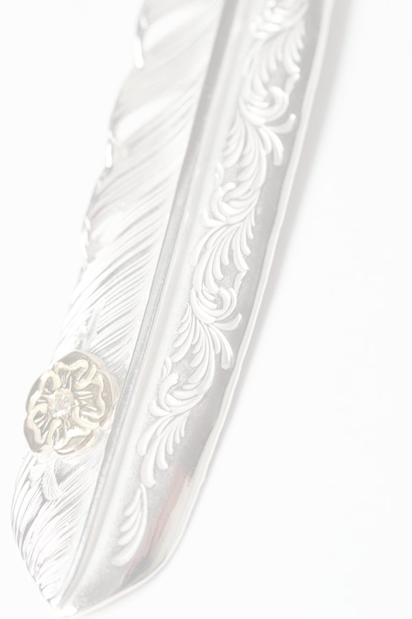 画像4:  {SOLD} Taro Washimi タロウ ワシミ 鷲見太郎 L arabesque flight feather 02/S K18 flower metal/diamond 2mm {-BES}  {E-20}  :WT-202504_20-F  (4)