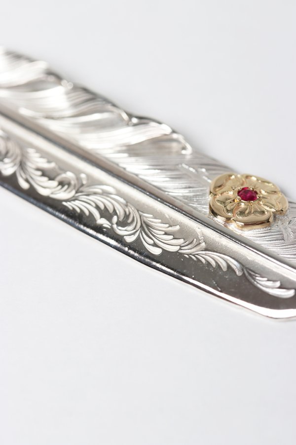 画像4: Taro Washimi タロウ ワシミ 鷲見太郎 L arabesque flight feather 01/S K18 flower metal/ruby 2mm{-BES} (4)