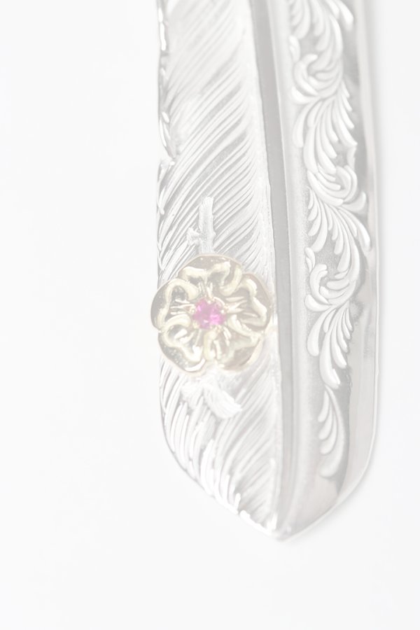 画像3: Taro Washimi タロウ ワシミ 鷲見太郎 L arabesque flight feather 02/S K18 flower metal/ruby 2mm{-BES}{E-22} (3)