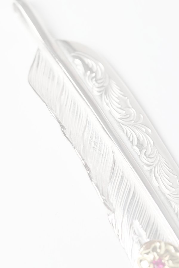 画像5: Taro Washimi タロウ ワシミ 鷲見太郎 L arabesque flight feather 02/S K18 flower metal/ruby 2mm{-BES}{E-22} (5)