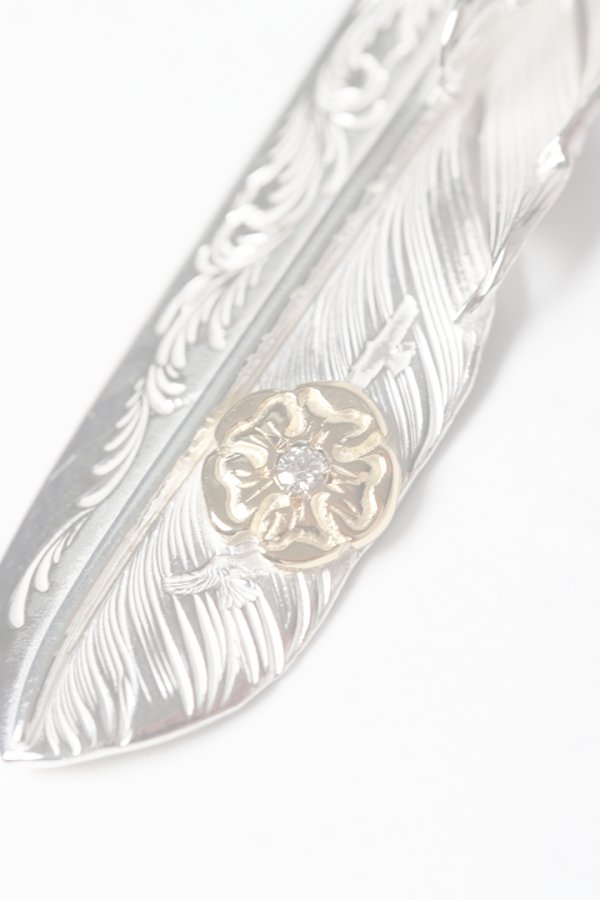 画像3:   Taro Washimi タロウ ワシミ 鷲見太郎 L arabesque flight feather 01/eagle claw pendant 01/S K18 flower metal/diamond 2mm{-BES}{E-23} (3)