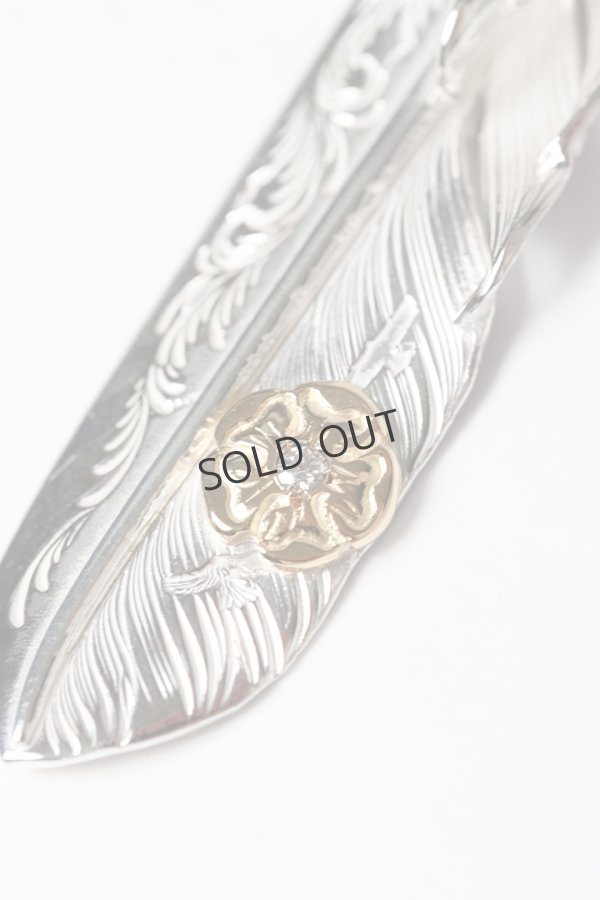 画像3: Taro Washimi タロウ ワシミ 鷲見太郎 L arabesque flight feather 01/eagle claw pendant 01/S K18 flower metal/diamond 2mm{-BES} (3)