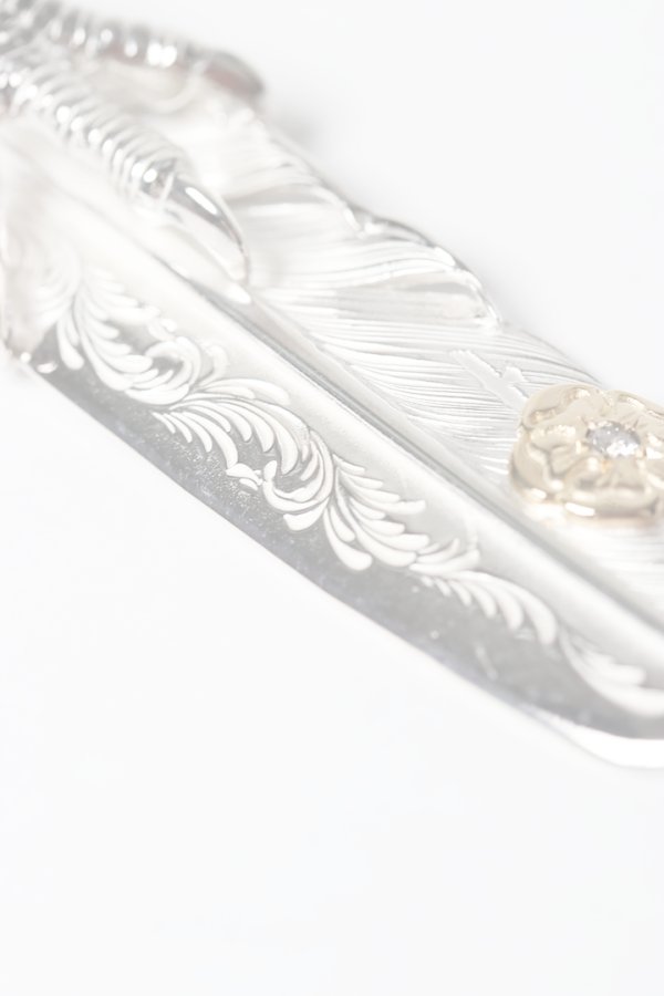 画像5:   Taro Washimi タロウ ワシミ 鷲見太郎 L arabesque flight feather 01/eagle claw pendant 01/S K18 flower metal/diamond 2mm{-BES}{E-23} (5)
