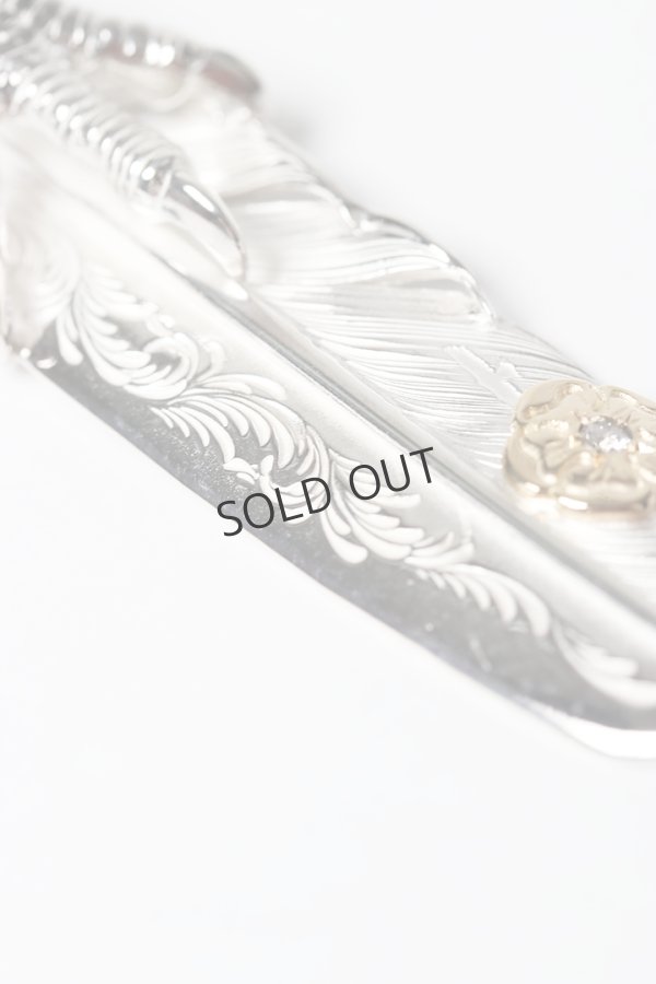 画像5: Taro Washimi タロウ ワシミ 鷲見太郎 L arabesque flight feather 01/eagle claw pendant 01/S K18 flower metal/diamond 2mm{-BES} (5)