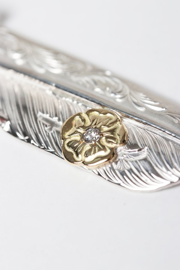 画像3: Taro Washimi タロウ ワシミ 鷲見太郎 L arabesque flight feather 02/eagle claw pendant 02/S K18 flower metal/diamond 2mm{-BES} (3)