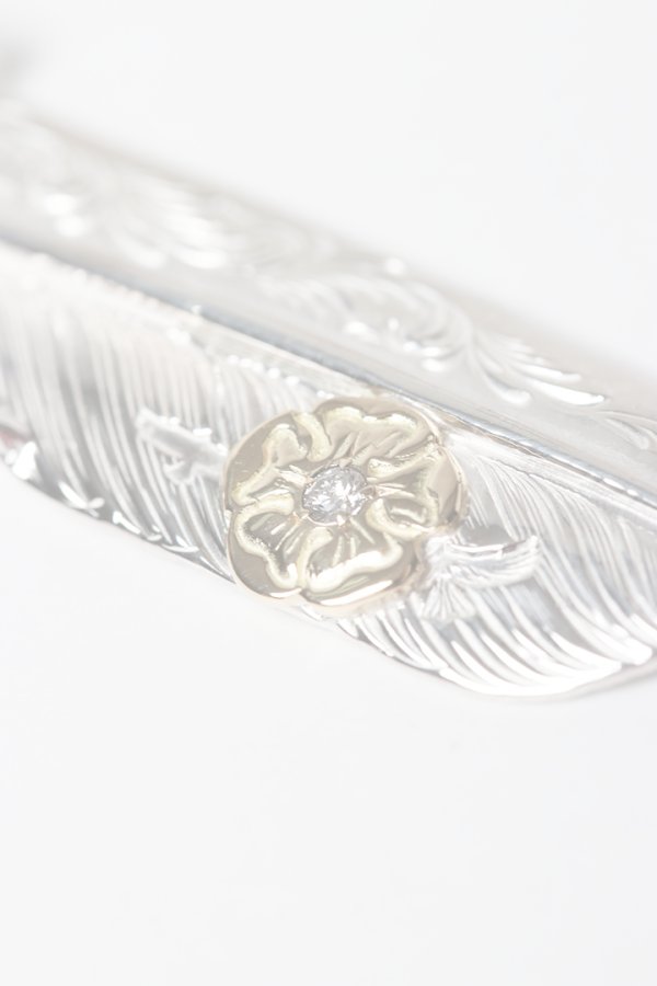 画像3:   Taro Washimi タロウ ワシミ 鷲見太郎 L arabesque flight feather 02/eagle claw pendant 02/S K18 flower metal/diamond 2mm{-BES}{E-24} (3)