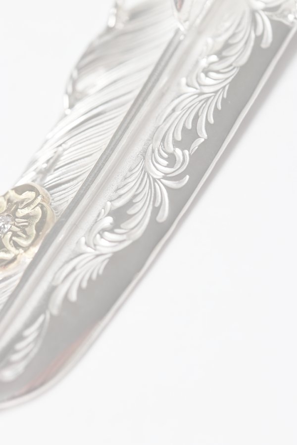 画像4:   Taro Washimi タロウ ワシミ 鷲見太郎 L arabesque flight feather 02/eagle claw pendant 02/S K18 flower metal/diamond 2mm{-BES}{E-24} (4)