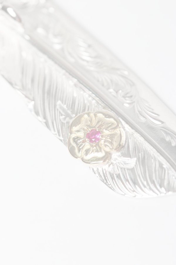 画像3:  {SOLD} Taro Washimi タロウ ワシミ 鷲見太郎 L arabesque flight feather 02/eagle claw pendant 02/S K18 flower metal/ruby 2mm{-BES}{E-26} (3)