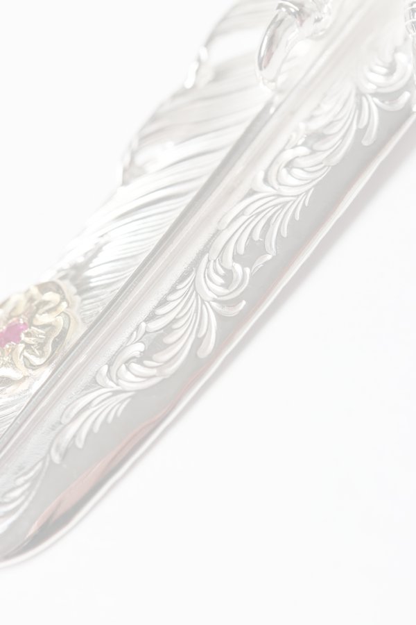 画像4:  {SOLD} Taro Washimi タロウ ワシミ 鷲見太郎 L arabesque flight feather 02/eagle claw pendant 02/S K18 flower metal/ruby 2mm{-BES}{E-26} (4)