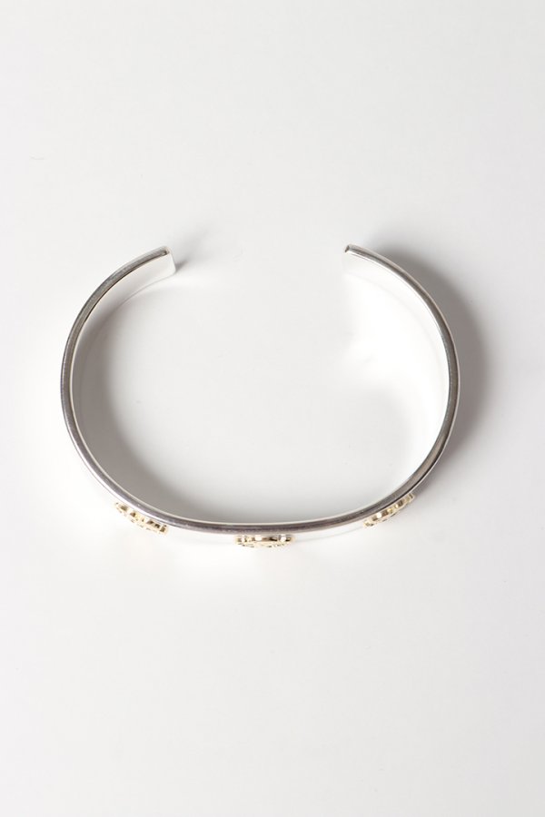 画像2: Taro Washimi タロウ ワシミ 鷲見太郎 M plain bangle 12mm/M K18 flower metal×3個{-BES} (2)