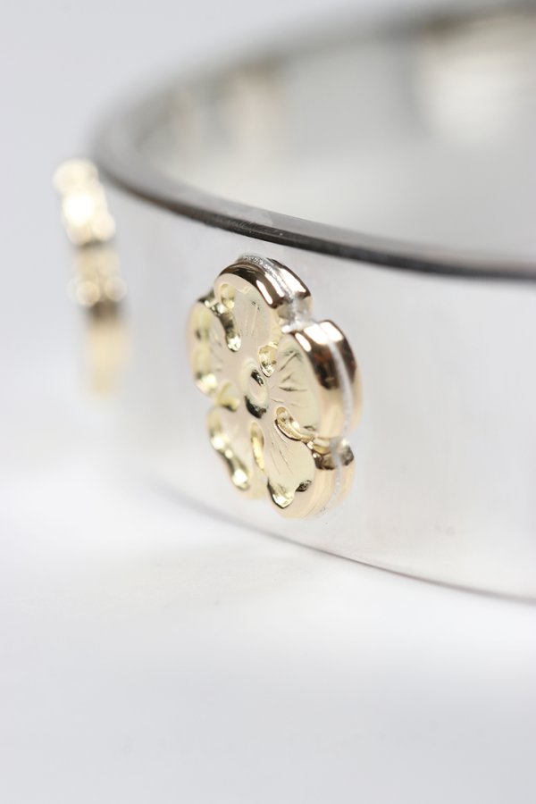 画像5: Taro Washimi タロウ ワシミ 鷲見太郎 M plain bangle 12mm/M K18 flower metal×3個{-BES} (5)