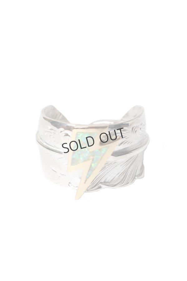 画像1: {SOLD}Taro Washimi タロウ ワシミ 鷲見太郎 L arabesque flight feather ring/18K Thunder Opal {-BES}{E-47} (1)