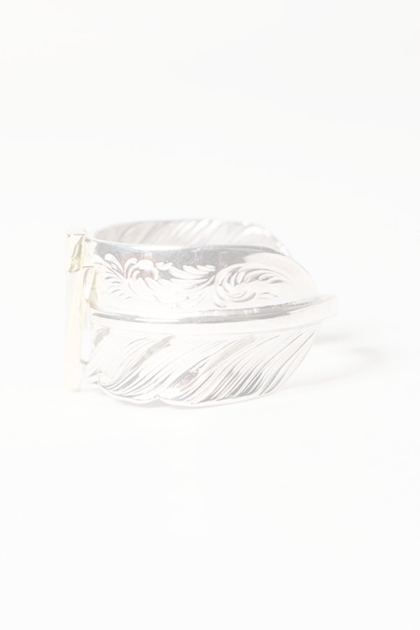 画像3:  {SOLD} Taro Washimi タロウ ワシミ 鷲見太郎 L arabesque flight feather ring/18K Thunder Opal  {-BES}  {E-47}  :WT-202504_47-20  (3)