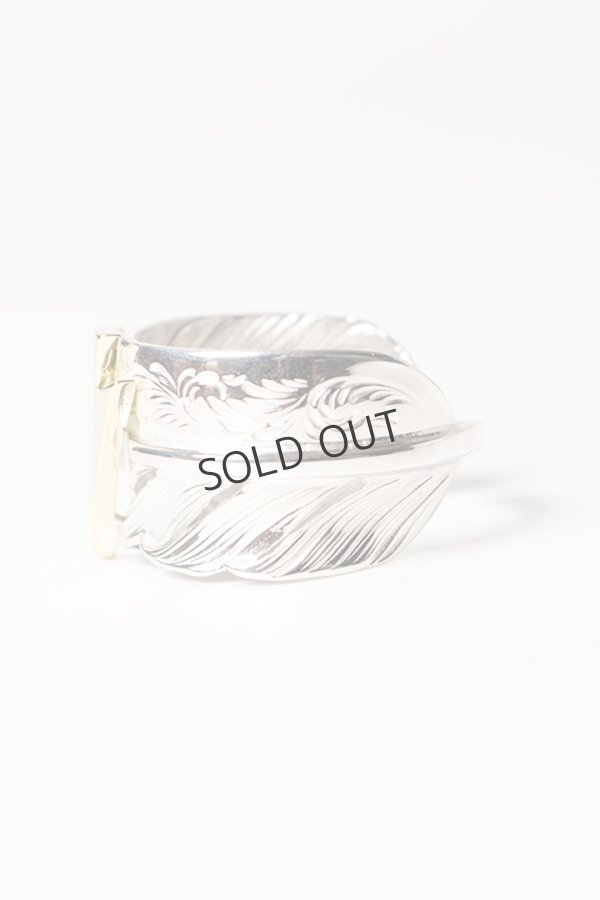 画像3: {SOLD}Taro Washimi タロウ ワシミ 鷲見太郎 L arabesque flight feather ring/18K Thunder Opal {-BES}{E-47} (3)