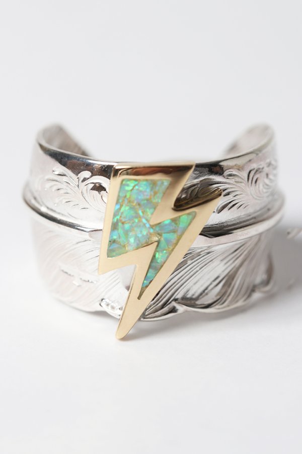 画像4: Taro Washimi タロウ ワシミ 鷲見太郎 L arabesque flight feather ring/18K Thunder Opal {-BES} (4)