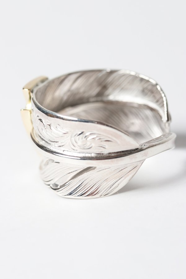 画像5: Taro Washimi タロウ ワシミ 鷲見太郎 L arabesque flight feather ring/18K Thunder Opal {-BES} (5)