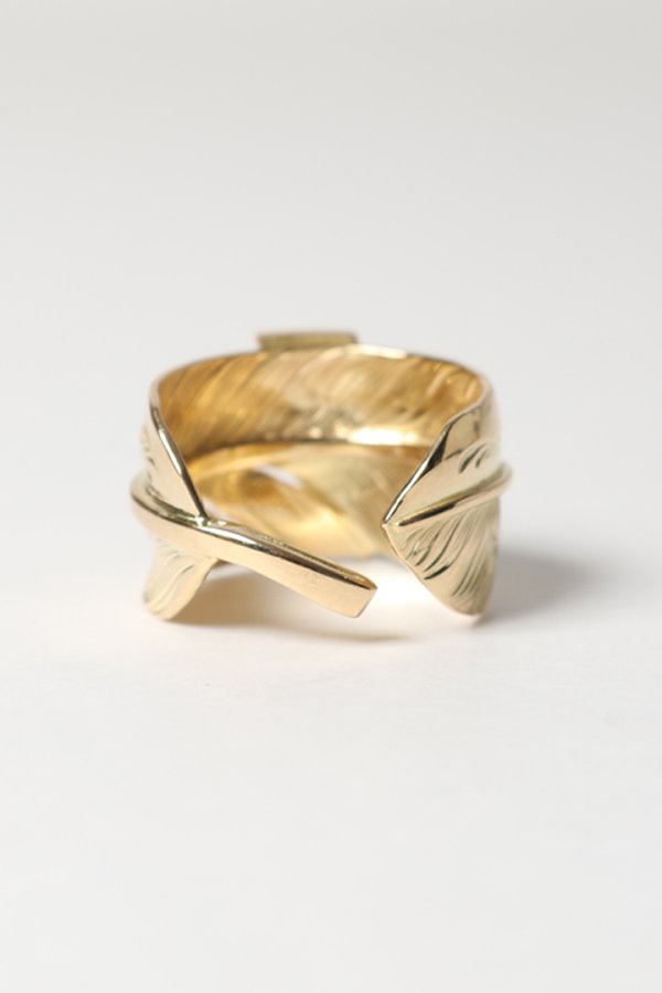 画像2: Taro Washimi タロウ ワシミ 鷲見太郎 18K L arabesque flight feather ring/18K Thunder Opal {-BES} (2)