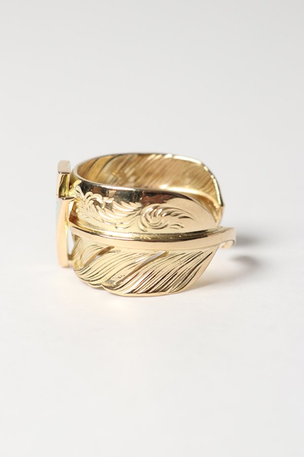 画像3: Taro Washimi タロウ ワシミ 鷲見太郎 18K L arabesque flight feather ring/18K Thunder Opal {-BES} (3)