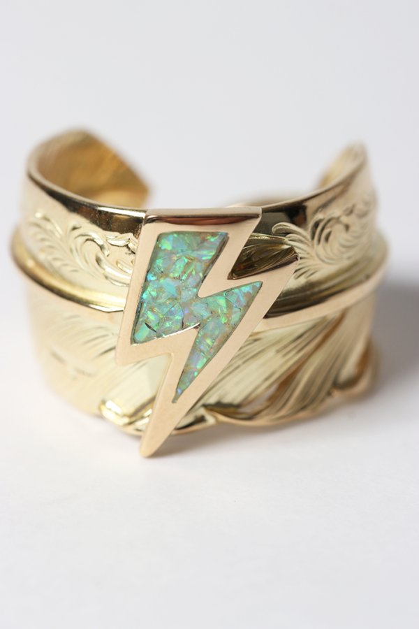 画像4: Taro Washimi タロウ ワシミ 鷲見太郎 18K L arabesque flight feather ring/18K Thunder Opal {-BES} (4)