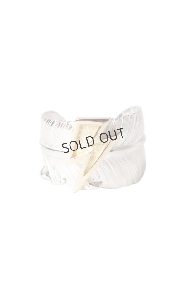 画像1: {SOLD}Taro Washimi タロウ ワシミ 鷲見太郎 L old feather ring 02/K18 big thunder{-BEA} (1)