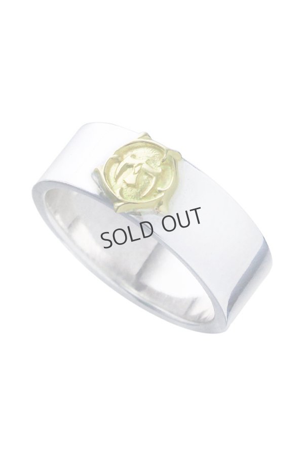 画像1: {SOLD}Taro Washimi タロウ ワシミ 鷲見太郎 8mm plain ring/arabesque K18 eagle metal{-BEA} (1)