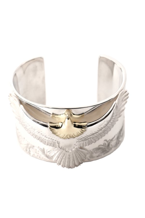 画像1:  【☆超激レア】鷲見太郎氏の手彫りアラベスク 世界オンリーワンアイテム  Taro Washimi タロウ ワシミ 鷲見太郎 eagle eg-03/K18・925 bangle with K24 arabesque design (1)