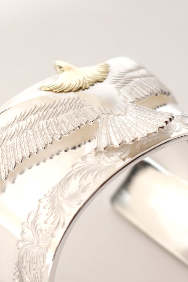 画像3:  【☆超激レア】鷲見太郎氏の手彫りアラベスク 世界オンリーワンアイテム  Taro Washimi タロウ ワシミ 鷲見太郎 eagle eg-03/K18・925 bangle with K24 arabesque design (3)