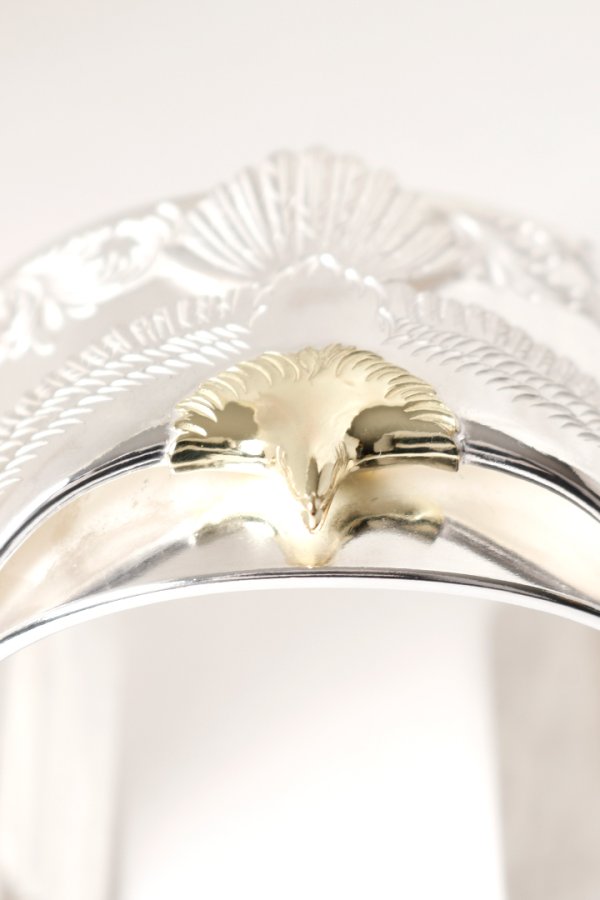 画像4:  【☆超激レア】鷲見太郎氏の手彫りアラベスク 世界オンリーワンアイテム  Taro Washimi タロウ ワシミ 鷲見太郎 eagle eg-03/K18・925 bangle with K24 arabesque design (4)