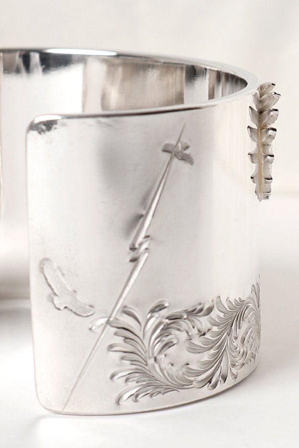 画像7:  【☆超激レア】鷲見太郎氏の手彫りアラベスク 世界オンリーワンアイテム  Taro Washimi タロウ ワシミ 鷲見太郎 eagle eg-03/K18・925 bangle with K24 arabesque design (7)