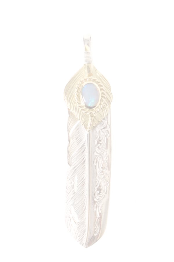 画像1:  {SOLD} Taro Washimi タロウ ワシミ 鷲見太郎 opal × K18 cup(6×8) × L flight heart feather 02 × L arabesque flight feather 02 {WT-PENDANT-57-AIA}  :WT-BRACELET-57-F  (1)