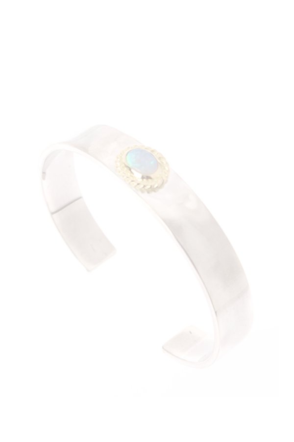 画像1:  {SOLD} Taro Washimi タロウ ワシミ 鷲見太郎 opal × K18 cup(6×8) M plain bangle 10mm {-AIA}  :WT-BRACELET-59-F  (1)