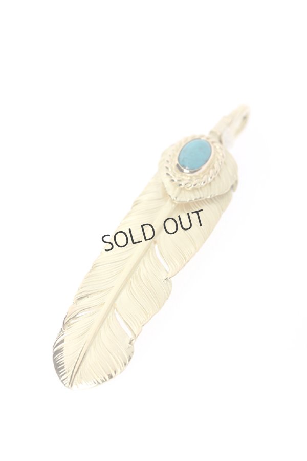 画像4: {SOLD}Taro Washimi タロウ ワシミ 鷲見太郎 turquoise × K18 cup(5×7) M K18 heart feather 02 × M K18 feather 02{-BJS} (4)