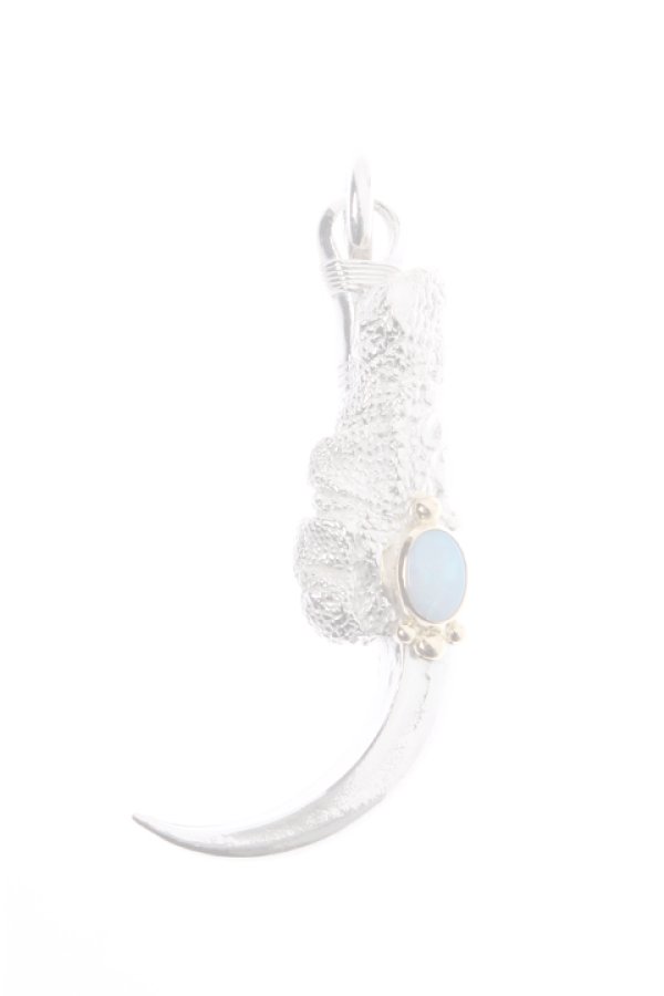 画像1:  {SOLD} Taro Washimi タロウ ワシミ 鷲見太郎 opal × K18 sazare cup(5×7) L eagle claw single pendant 02 {WT-PENDANT-1126B-AIA}  :WT-PENDANT-17-F  (1)