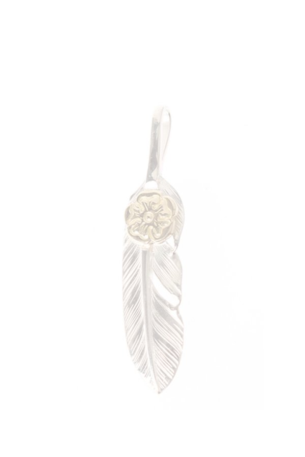 画像1:  {SOLD} Taro Washimi タロウ ワシミ 鷲見太郎 S K18 flower metal × S feather 01 {-AIA}  :WT-PENDANT-34-F  (1)